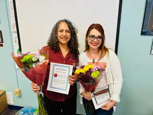 Hall of Fame Teacher of the Month (March): Monique Labra with Employee of the Month (March): Betty Fernandez